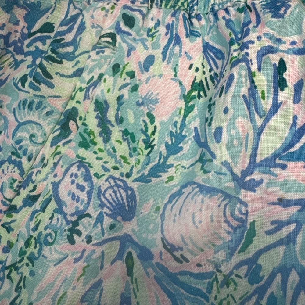 Lilly Pulitzer NWT Taron Linen Blue and Green Floral Print Pants - Picture 6 of 7